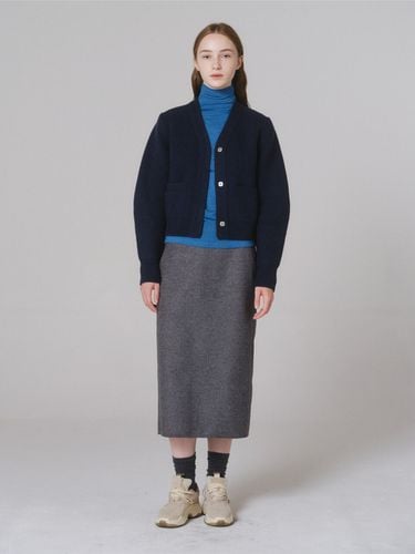 Ribbed Cardigan (Navy) - NONNIERE - Modalova