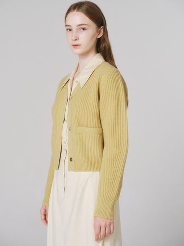 Ribbed Cardigan (Yellow) - NONNIERE - Modalova