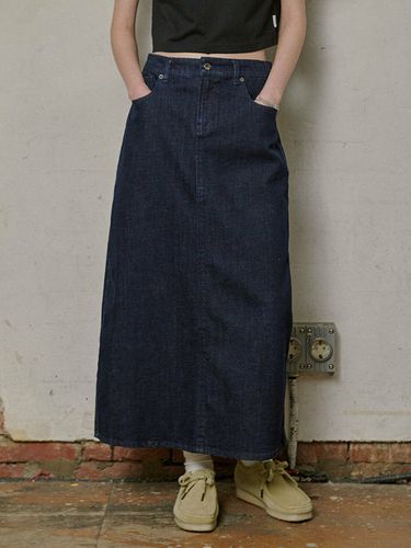 Lownase 7992 Denim Long Skirt_Dark Indigo - MAGOODGAN - Modalova