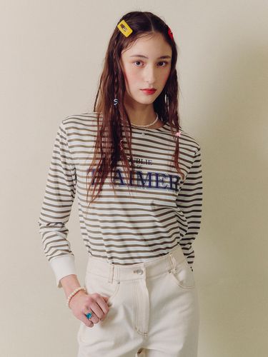 Striped Lettering Shirt - DearK - Modalova