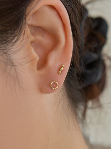 Gold Twist Round Piercing or Earrings #S14 - LUNNE - Modalova