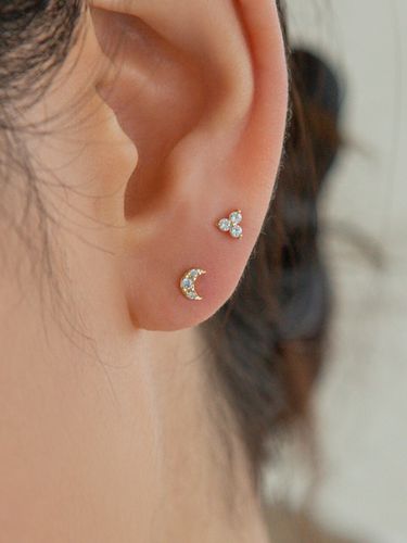 Crescent Mini Cubic Piercing Or Earrings #S15 - LUNNE - Modalova