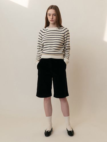 Stripe Raglan Knit Top [Ivory] - AMONG - Modalova