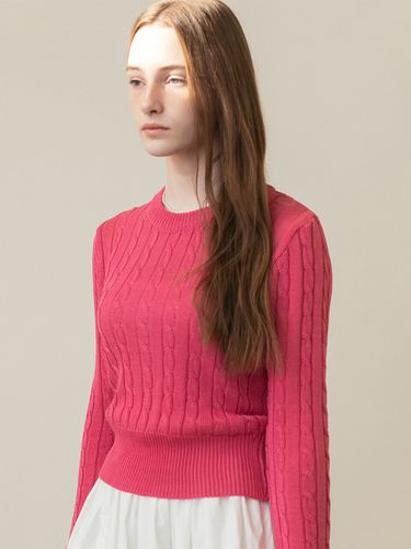 Cable Ribbon Knit Top [Pink] - AMONG - Modalova