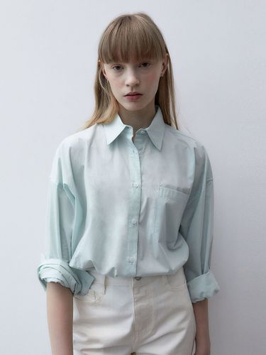 Pastel Oversized Cotton Shirt_Mint - ITER - Modalova