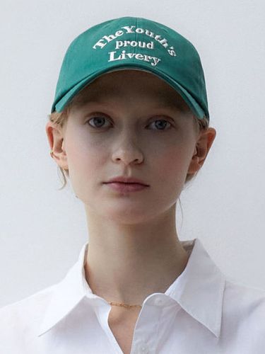 Embroidery Slogan Cotton Ball Cap_Green - ITER - Modalova