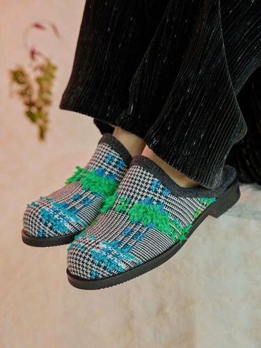 Blyss Tweed Mules_Green - ENLUNIQ - Modalova