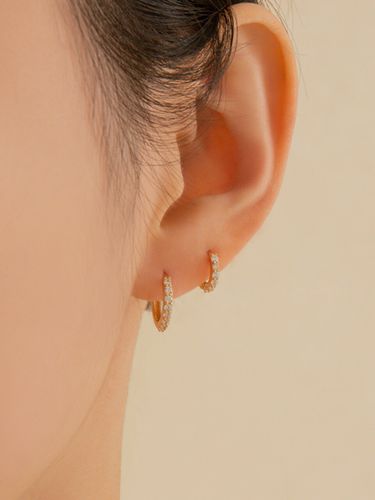 Edge CZ Onetouch Ring Earring #A02_ 3 Colors - LUNNE - Modalova