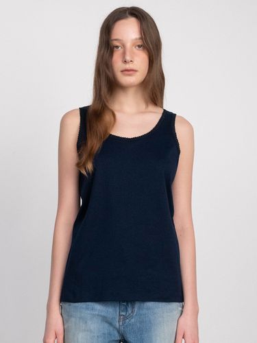 Via Lace Cotton Top_Navy - VIA PLAIN - Modalova