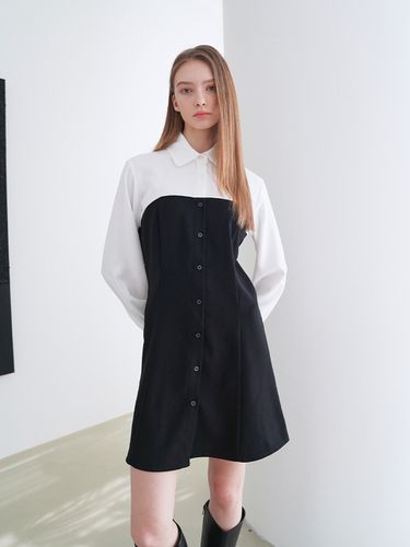 Layered Shirt Mini Dress (White) - bibyseob - Modalova