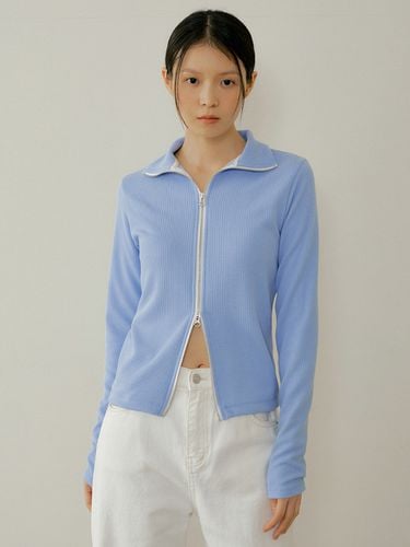 Pod Wavy Logo Zip-up Knit_Cerulean Blue - REORG - Modalova