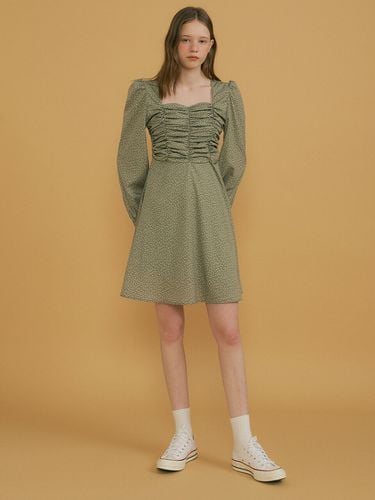 Pod Heart-neck Floral Pattern Dress_Khaki - REORG - Modalova