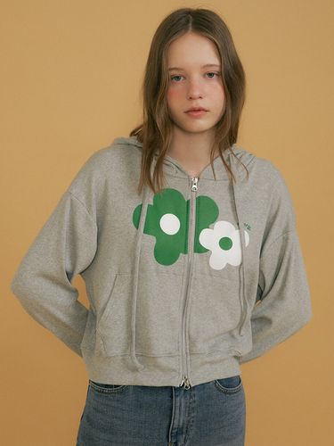 Pod Flower-printed Zip-up Hoodie_Gray - REORG - Modalova