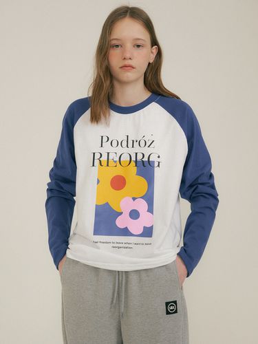 Pod Flower-printed Raglan T-shirt_Blue - REORG - Modalova