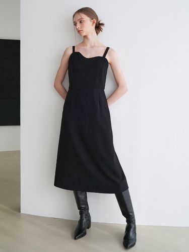 Wave Sleeveless Long Dress Black - bibyseob - Modalova