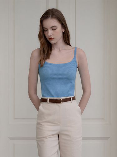 Ribbed Crop Sleeveless_Aqua Blue - MAROYH - Modalova