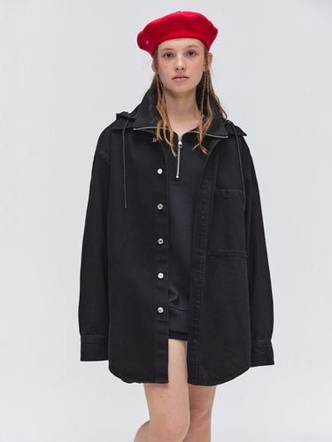 Detachable Hooded Denim Overshirt _ - EZIO - Modalova