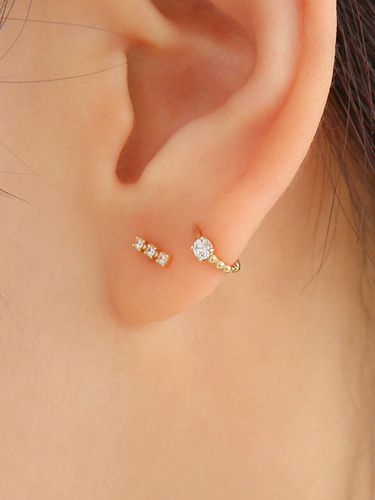 Mini Ball CZ Onetouch Earrings #ER09_ 2 Colors - LUNNE - Modalova