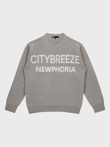 Lettering Jacquard Knit Top_Grey - CITYBREEZE - Modalova