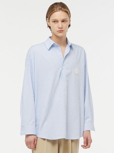 Henry Neck Stripe Shirt [Blue] - CITYBREEZE - Modalova