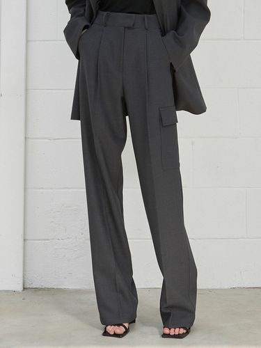 Pocket Wide Slacks _Charcoal - ouie - Modalova