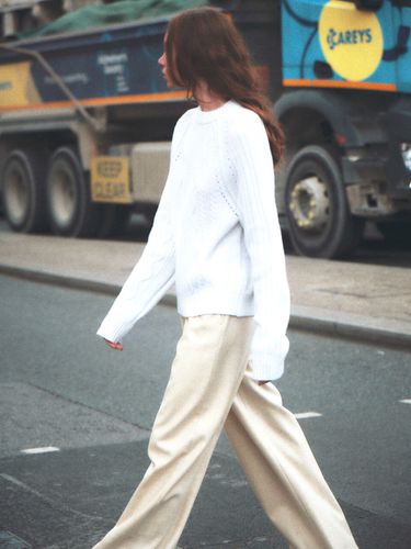 Semi Wide Wool Pants_Light Beige - AVA MOLLI - Modalova