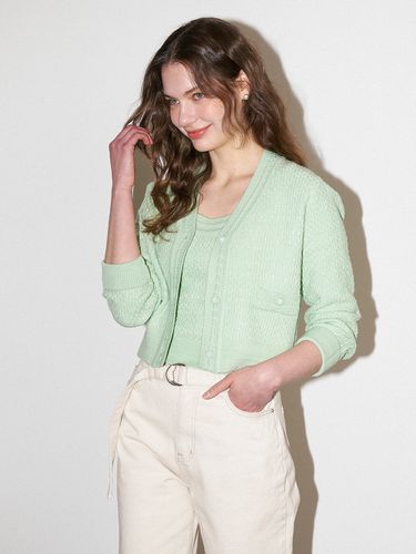 V-neck Cropped Knit Cardigan OK3SD2170 - OLIVE DES OLIVE - Modalova