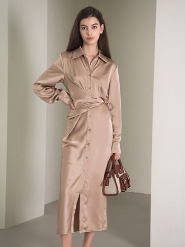 Waistband Shirt Dress - Brown - yyiam - Modalova