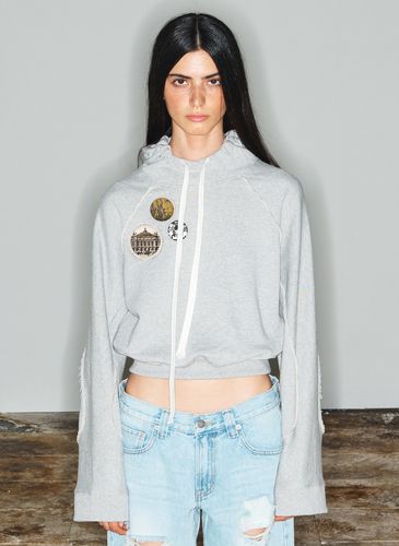 Reglan Cropped Hoodie_Gray - OPEN YY - Modalova