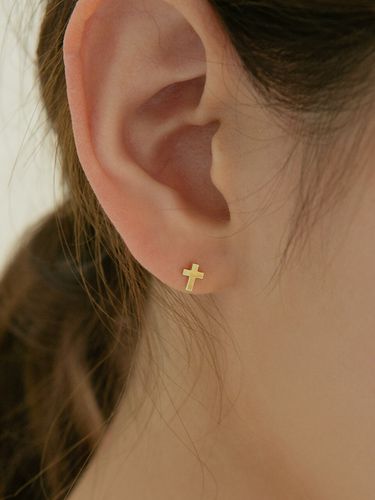 Basic Mini Cross Earrings #ES19_ Gold - LUNNE - Modalova