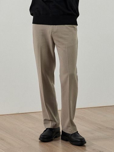 Straight Fit Pull On Slacks - Beige - Analogmood - Modalova