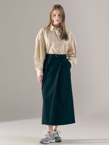 Belted Asymmetrical Pleated Skirt_Black - AVA MOLLI - Modalova