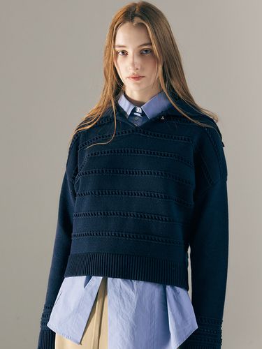 Sailor Collar Scotch Knit_Dark Navy - AVA MOLLI - Modalova