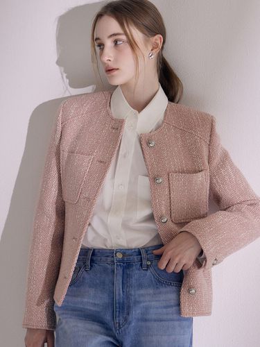 Slim-fit Single Tweed Jacket_Pink - AVA MOLLI - Modalova