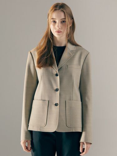 Twill Three Button Single Jacket_Yellow Grey - AVA MOLLI - Modalova