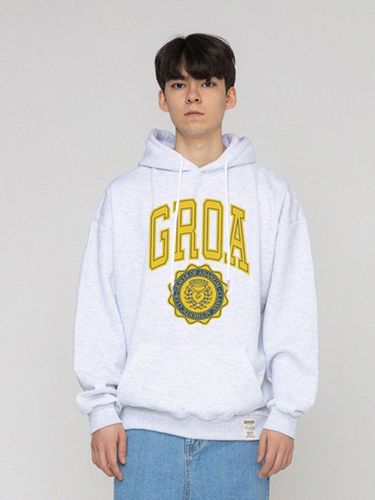 GROA Logo Classic Heart Hoodie - Melange White - GRAVER - Modalova