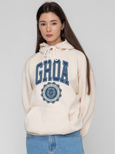 GROA Logo Classic Heart Hoodie - Cream - GRAVER - Modalova