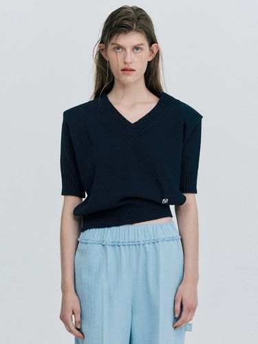 V-neck Half Knit Top _ Navy - WNDERKAMMER - Modalova