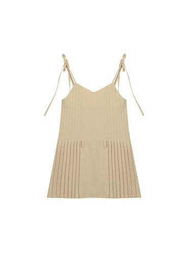 Pleated Mix Cami Dress In Beige - Matin Kim - Modalova