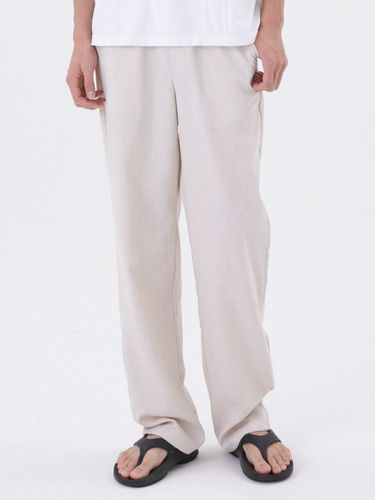 Cotton Linen Blend Long Wide Banding Pants - PEPPERSEASONING - Modalova