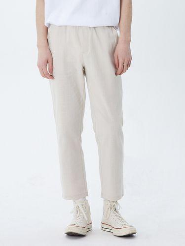 Cotton Linen Blend Cropped Wide Banding Pants - PEPPERSEASONING - Modalova