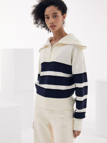 Sailor Stripe Half Zip-up Knit Sweater - DEKAVV - Modalova