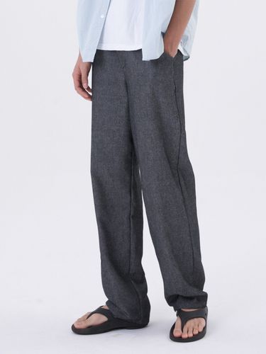 Cotton Linen Denim Banding Pants_Grayish Black - PEPPERSEASONING - Modalova