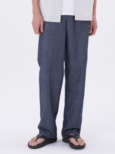 Cotton Linen Denim Banding Pants_Indigo Blue - PEPPERSEASONING - Modalova