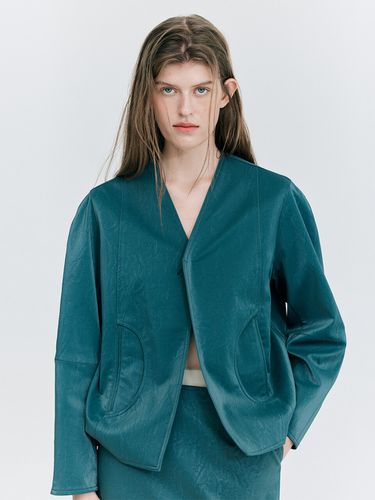 Leather Stitch Jacket _ Dark Green - WNDERKAMMER - Modalova