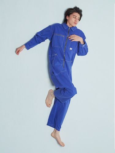 Zip Front Cotton Jumpsuit_Blue - INSTANTFUNK - Modalova