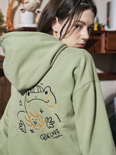 Froggy Embroidery Hoodie _ Khaki - CPGN - Modalova