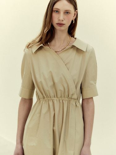 Wrap Shirt Dress_Beige - LETQSTUDIO - Modalova