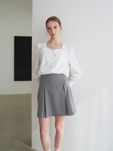 Pintuck Mini Skirt Gray - bibyseob - Modalova