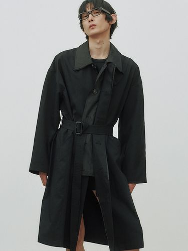 Organza Layered Balmacaan Coat _ - NOIRER - Modalova